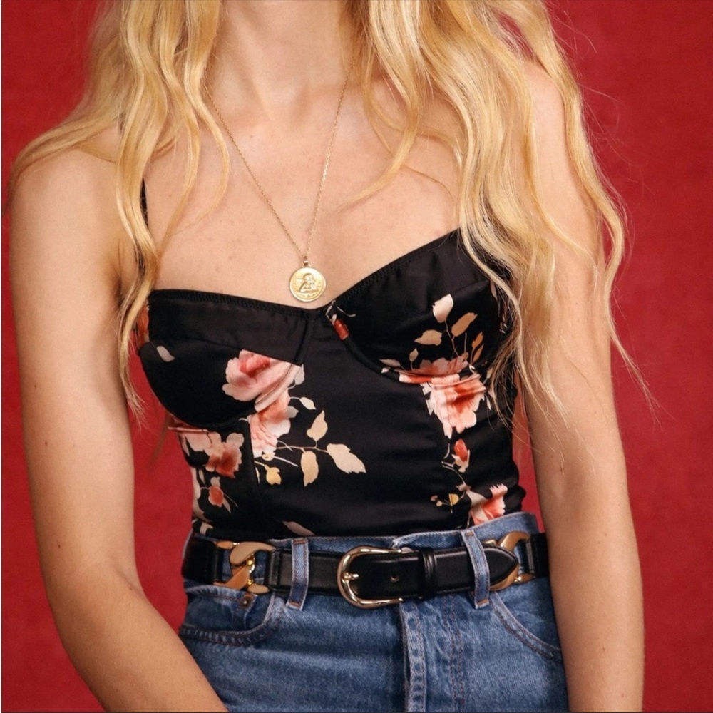 Black corset with flowers from Rouje